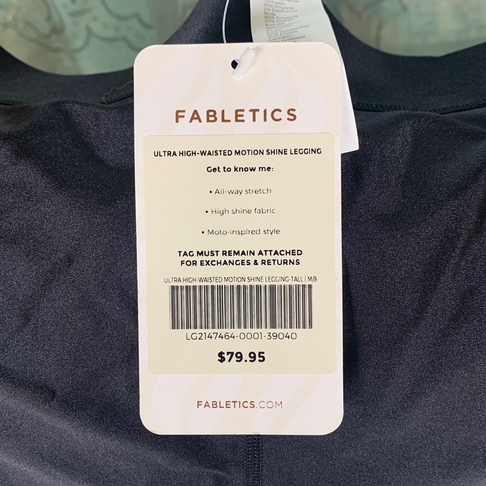 Fabletics black leggings with moto detail